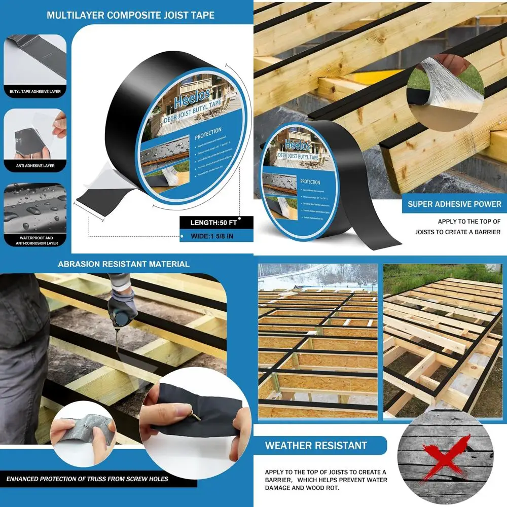 

Лента для крепления балок 1.56 x 50 футов, 8 рулонов - Водонепроницаемая гидроизоляционная лента для балок и перекрытий