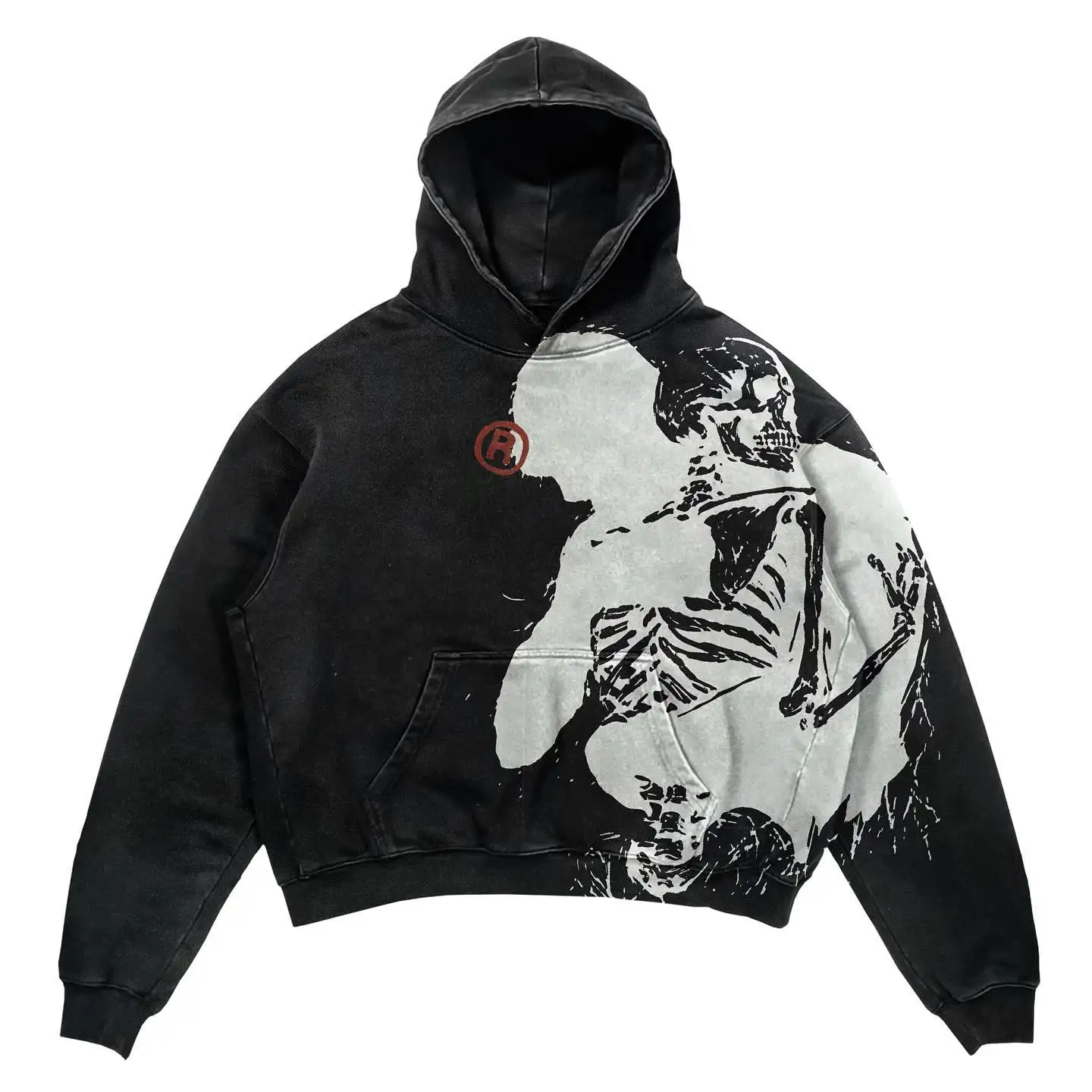 Europe and America Hip Hop Gothic Skull Element Pullovers Harajuku Vintage Style Oversizeds Street Clothing Anime Hoodies