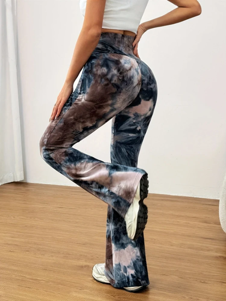 Pantalon coupe cintrée décontracté pour femmes, nouveau pantalon évasé à la mode, imprimé populaire, bloc de couleur, taille haute, printemps et été