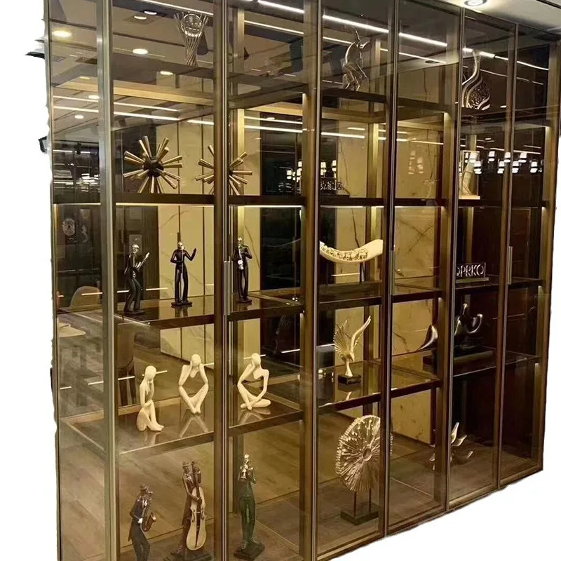 Stainless steel display   display rack light luxury basement wine cabinet private household wine cabinet
