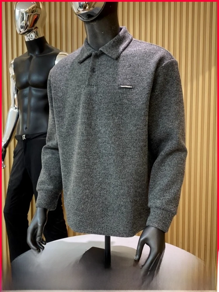 سترة رجالية محبوكة مبطنة من Ele مصنوعة من قماش متماسك فائق النعومة ودافئة وصديقة للبشرة وياقة متعددة الاستخدامات بقلنسوة طويلة #1