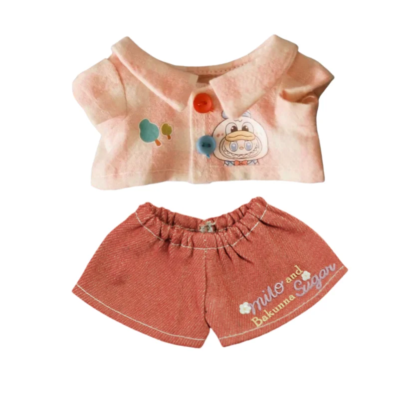 17 cm doll clothes, vinyl blind box doll clothes, summer T-shirt and pants set, can be put on and taken off