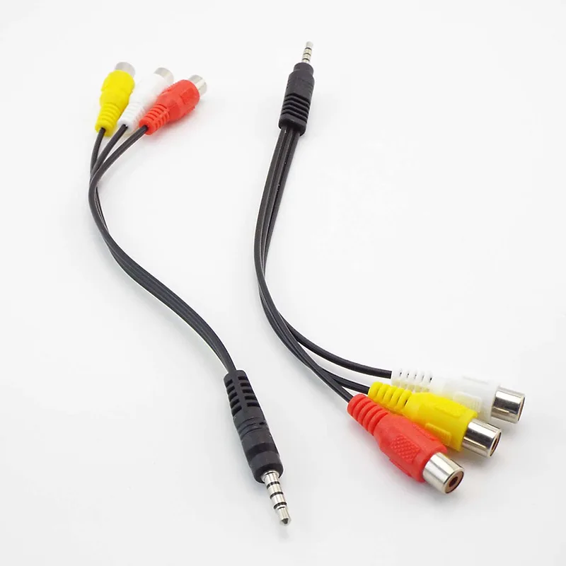 3RCA żeński 3.5mm męska wtyczka, męski na 3 RCA kabel Adapter przedłużenie złącza 3.5 do 3 RCA żeński Audio wideo AV przewód zasilający