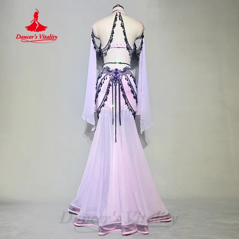 Belly Dancer Tassel Chiffon Performance Set for Adults and Children Customized Oriental Dance Professional Competition Costumes