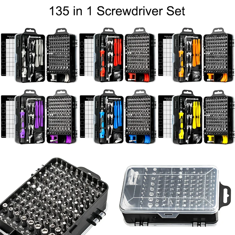 135in1 Screwdriver Set Precision CRV Screwdriver Multi-Computer PC Cell Phone Equipment Repair Insulated Hand Household Tool Kit