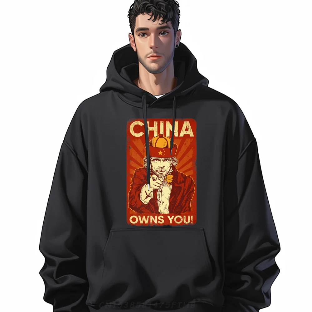 

Losedesign Long Sleeve Hoodies Christmas Funky Crewneck Hoodies Women's Hoodies China Owns You Uncle Sam