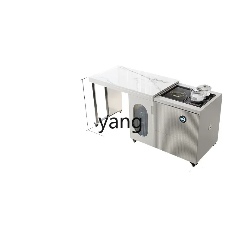

LTT modern simple rock slab tea table and chair combination mobile telescopic tea making integrated Kung Fu tea table