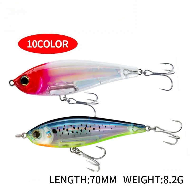 Billings 1 Stück 7cm/8,2g Interner Laser-Sinking-Pencil-Hardbait für Süßwasserflüsse mit Dreifachhaken – Künstliche Bio-Mimetische Köder – Detail 3