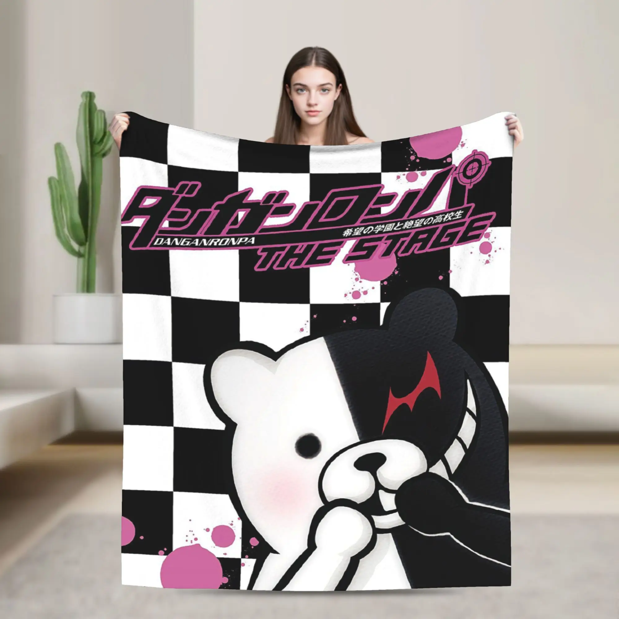 Danganronpa Monokuma Blanket Amine Flannel Funny Warm Throw Blanket for Bedspread Summer,