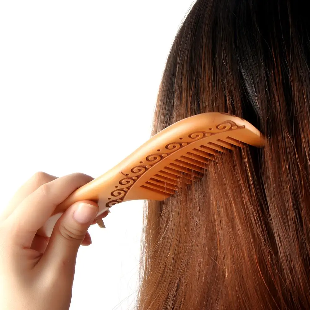 Fashion No Static Fine Tooth Hair Comb Hair Styling Tool Beard Comb Peach Wooden