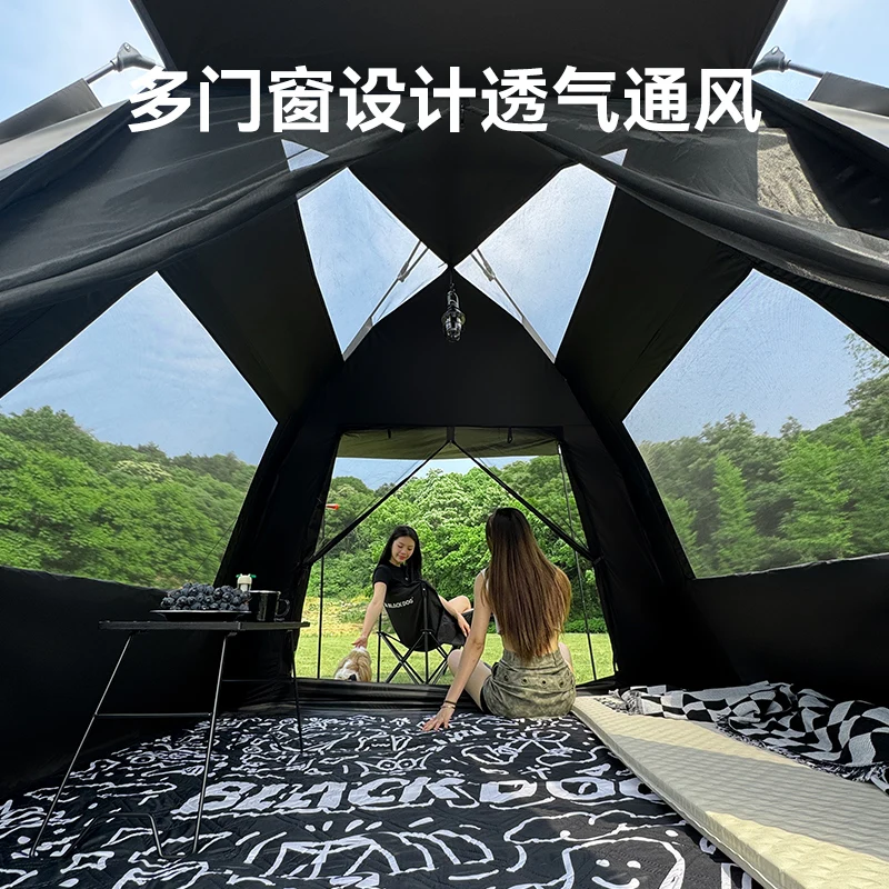 Camping Tent, Outdoor Camping, Overnight Camping, Black Rubber Sunscreen, Folding Quick Open Camping, Complete Equipment