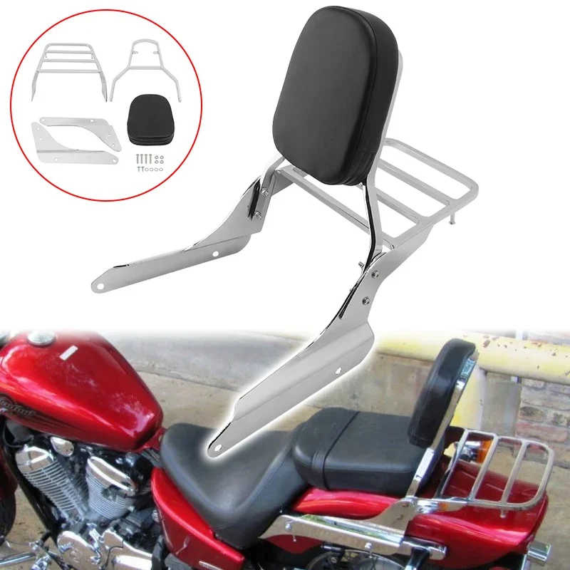 

Motorcycle Rear Passenger Backrest Sissy Bar Leather Pad Luggage Rack Moto Accessories For Honda Shadow VLX VT400-600 1996-2008