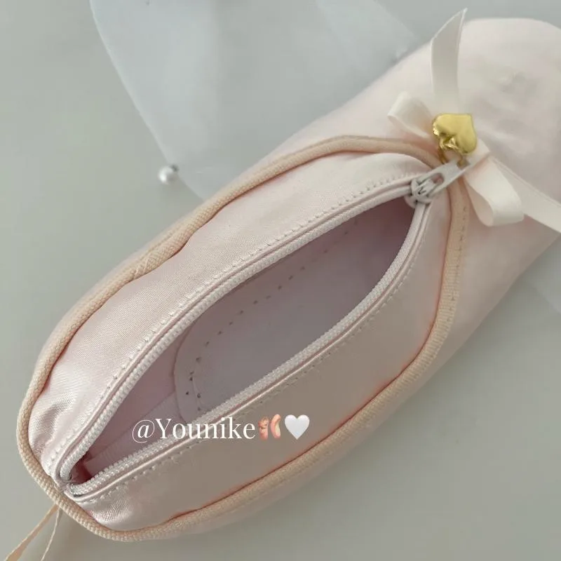 Dolce ragazza francese cuore rosa balletto scarpa Styling studente penna borsa cosmetica negozio di cancelleria portafoglio regalo squisito per le