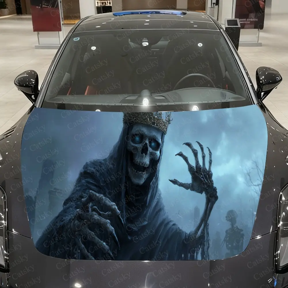 

Gothic Dark King Grim Reaper Car Cover Decal, Auto Hood Sticker, Waterproof and Self-adhesive Auto Vinyl Wraps, Cool Car Exterio