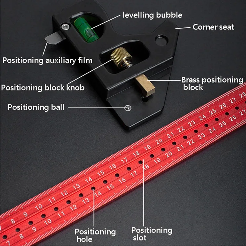 Heavy Duty Woodworking Combination Angles Ruler 90/45 Degree Angles Carpenter Square Adjustable Angle Gauges Measuring Tools