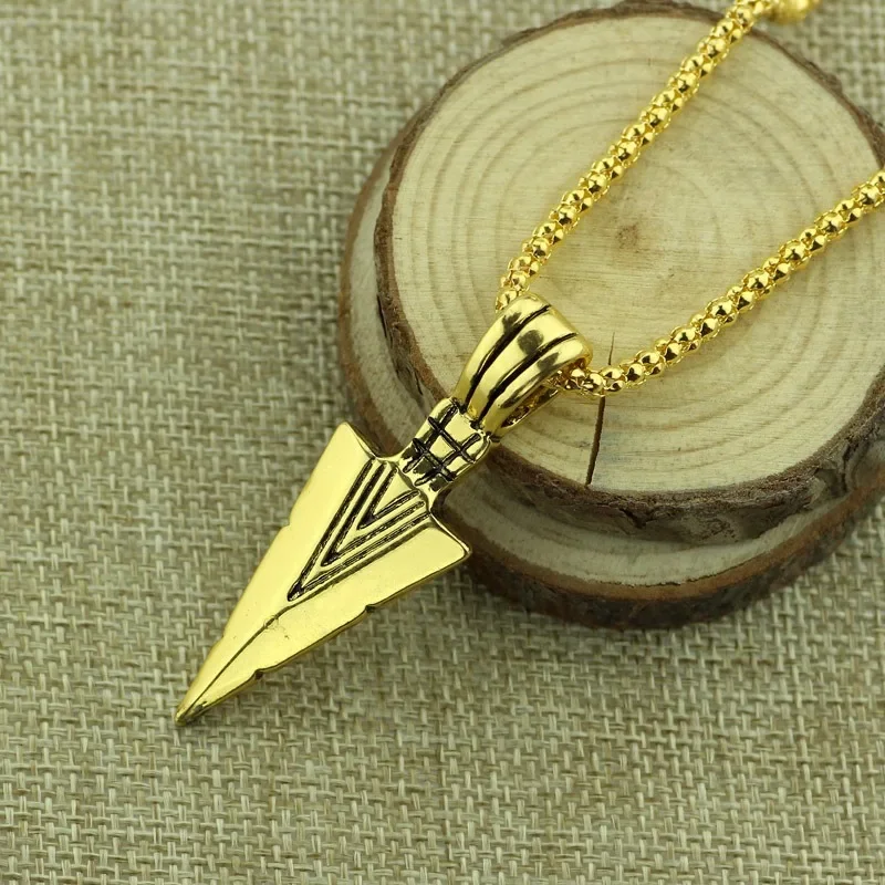 Fashion Jewelry Black Gold Silver Color Arrow Head Pendant Long Chain Necklaces for Men Jeweley Gift Wholesale Hot Sale