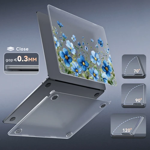 Imagen 2 del producto Funda ultrafina para portátil con estampado para MacBook Air 13 M2 2022, Funda para MacBook Pro 13 14 16 15,3 2025, Funda con estampado de animales y flores