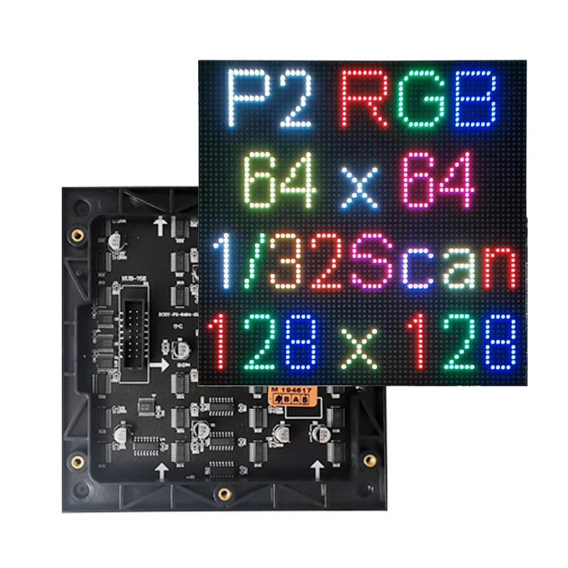 P2 Indoor Full Color LED Display Modules 128x128mm 1/32 Scan SMD1515 3in1 RGB LED Module Video Panel