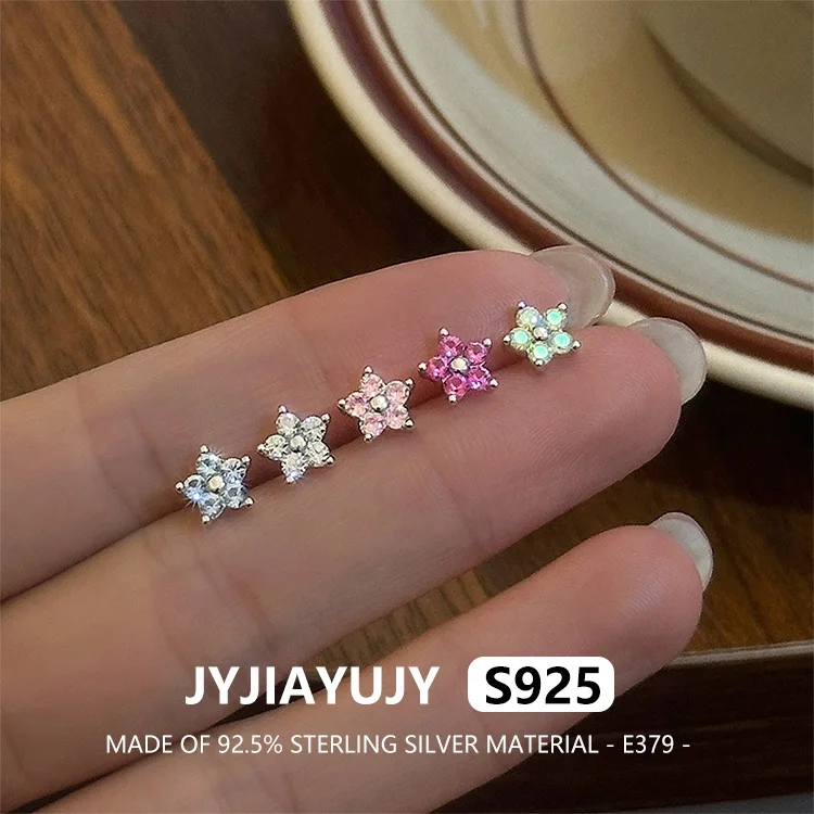 

JYJIAYUJY 100% Whole Original Sterling Silver S925 Stud Earrings Star Inlaid Colored Zirconia Elegance Gift For Women Use E379