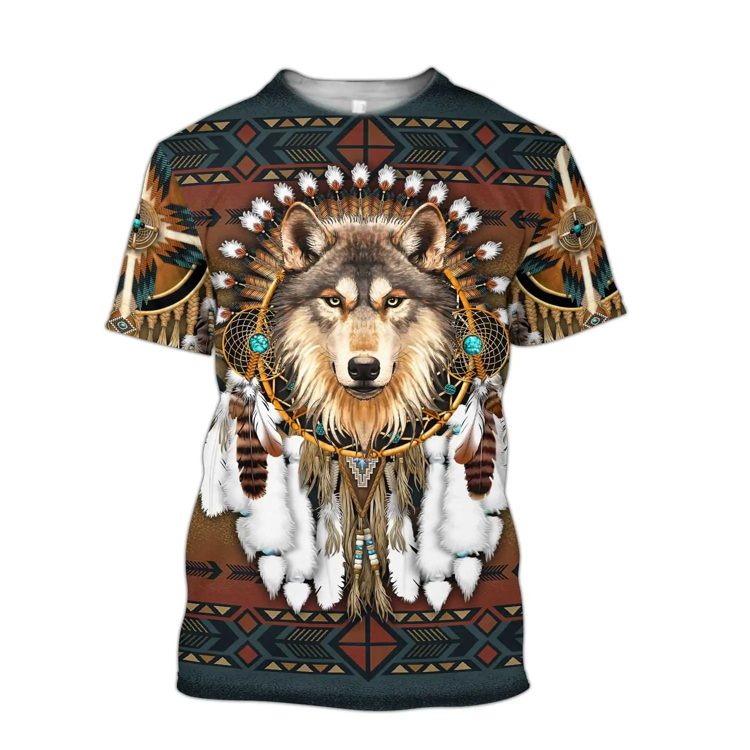 PLstar Cosmos Native Wolf pattern 3D All Over Printed Men's Fashion t shirt Summer style Casual Unisex street T-shirt TX285