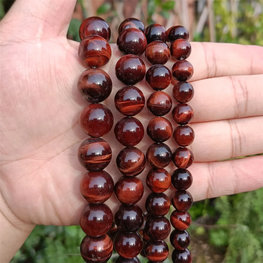 High Quality Grade A 10 12 14 16mm Red Tiger Eye Beads Smooth Round Bead Loose Spacer Beads for DIY Necklace Bracelet Earrings