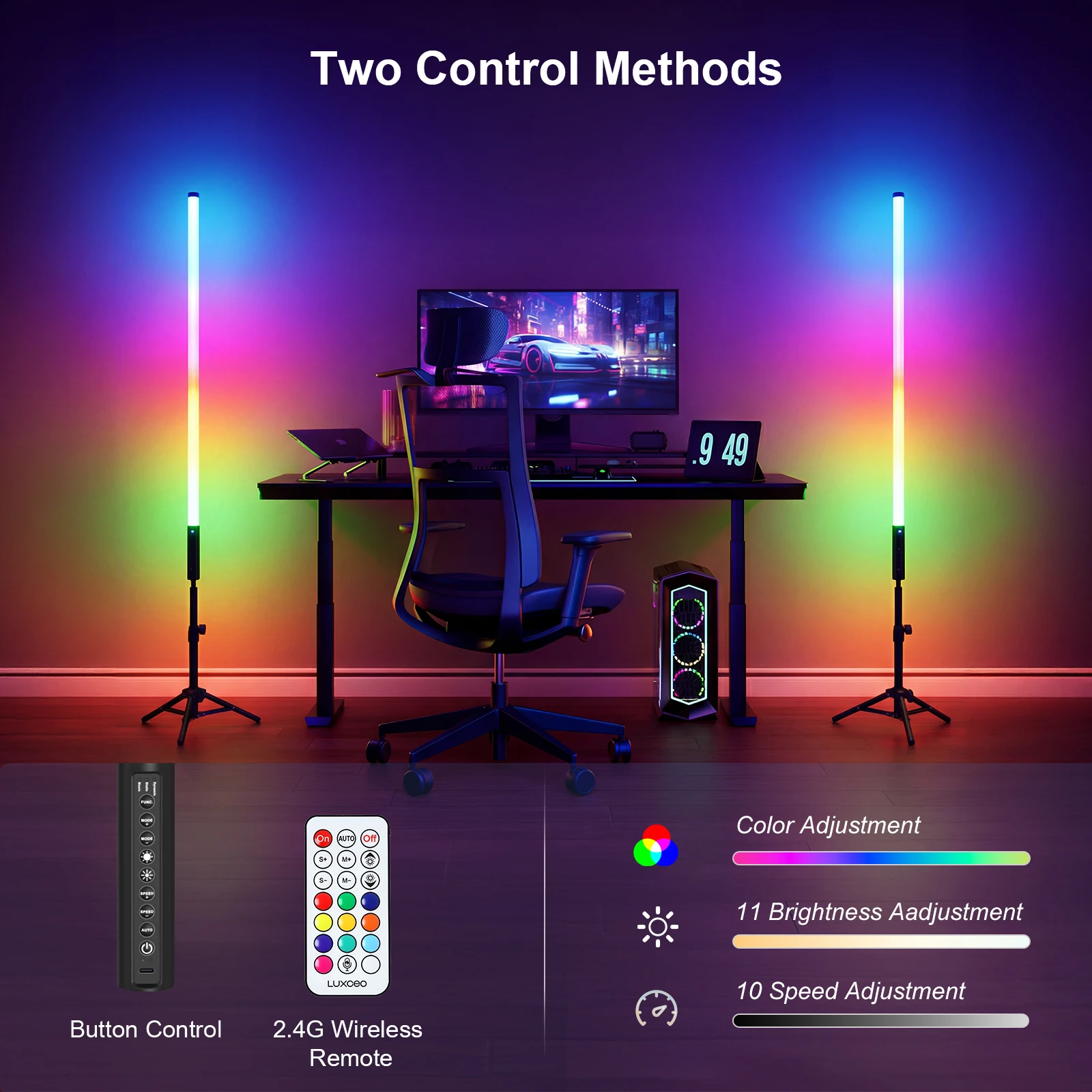 

LUXCEO 2 шт. 3 Вт RGB светодиодная подсветка для настроения 85 см, красочные атмосферные огни, диджейское освещение для музыкального клуба, бара, декора для рождественской вечеринки.