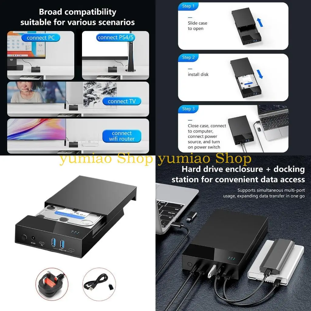 

587B USB3.0 Внешнее корпус жесткого диска 3.5/2,5 дюйма SSD Совместимость, легкий док.