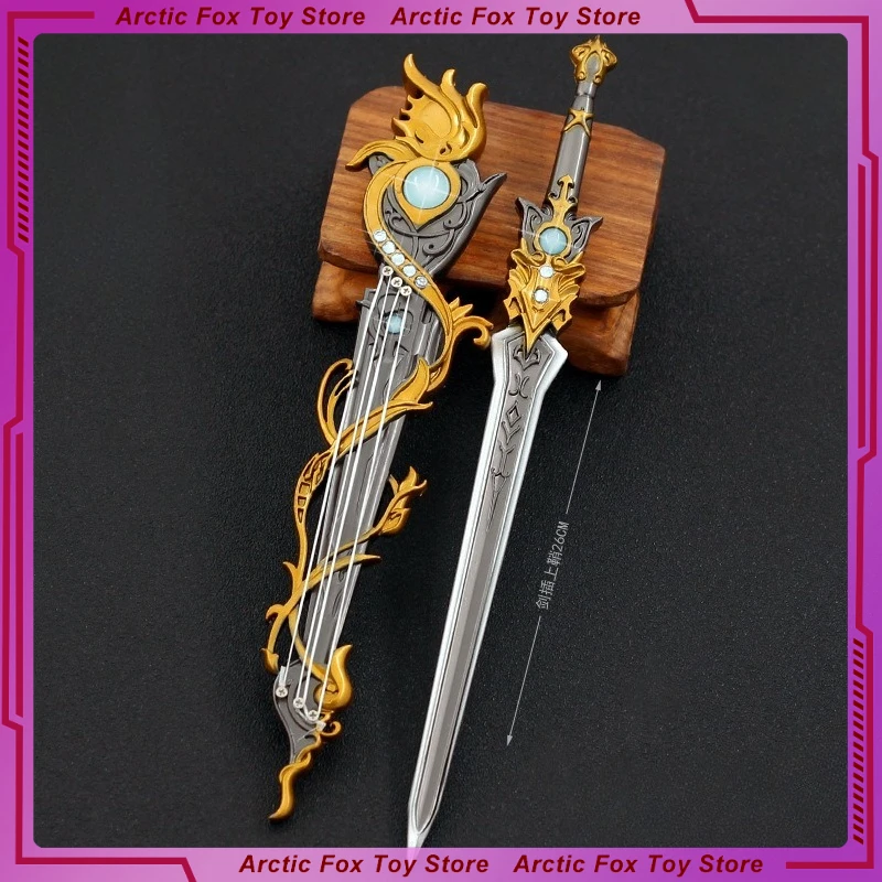 Figura de juego de 26cm, juguete artesanal de Metal periférico, modelo de espada, accesorios, adornos de decoración de escritorio, regalos de cumpleaños para niños, Juguetes