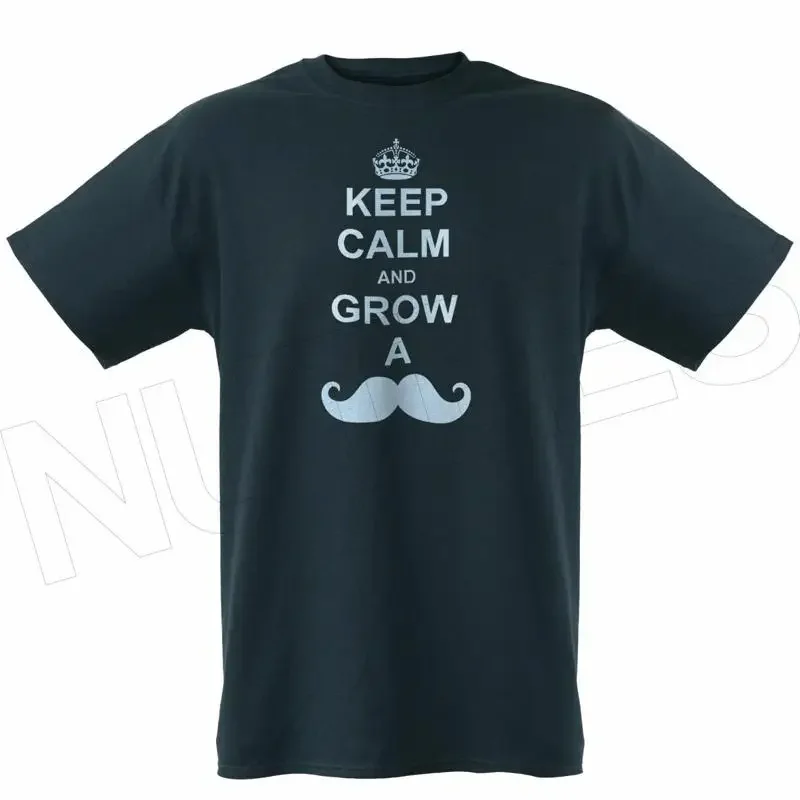 Keep Calm And Grow A Mustache Funny Mens Kids T Shirt Vest S Xxl