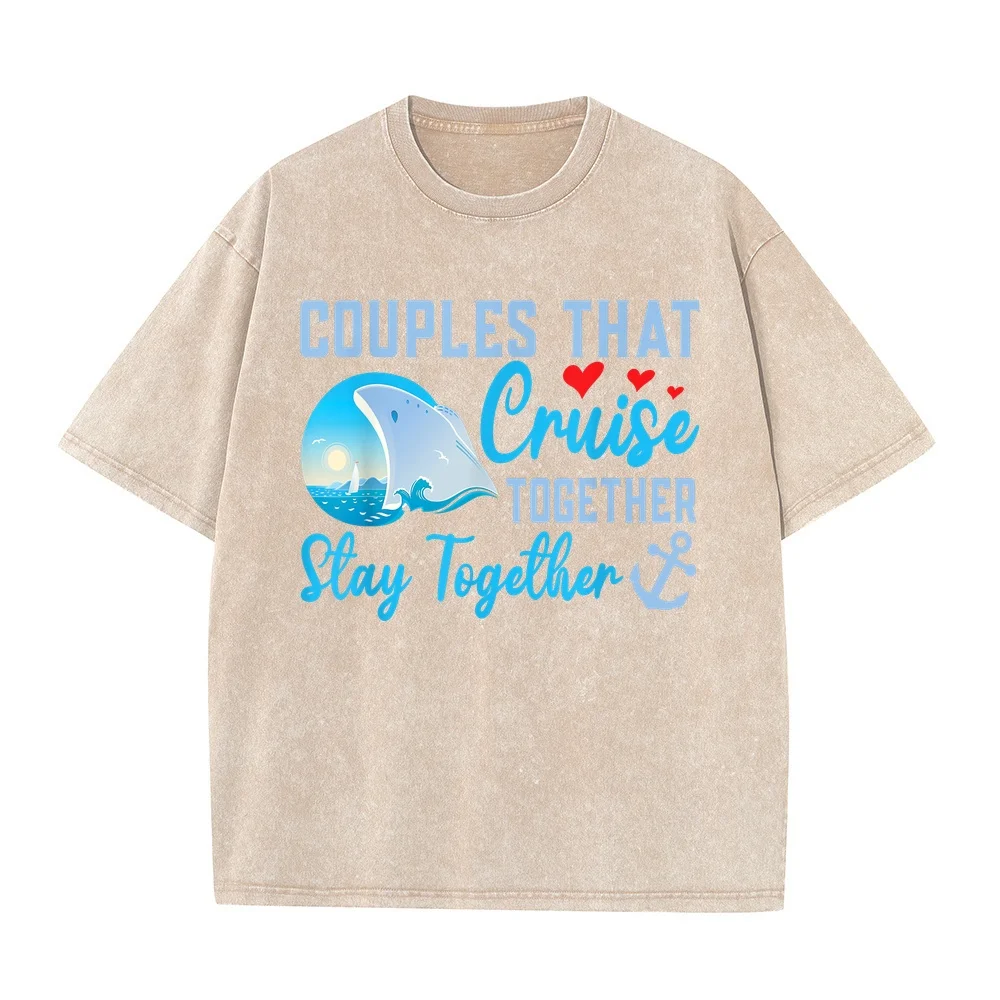 Lovely Couples That Cruise Together Stay T-Shirt 빈티지 Oversize Hombre Soft Graphic T Shirt Cotton Short Sleeve Casual Tee Funny