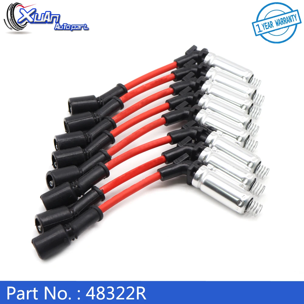 8pcs 48322R Ignition Spark Plug Wire Kit Set Cable For Saab 9-7x Buick Allure LaCrosse Rainier Isuzu Ascender Cadillac CTS