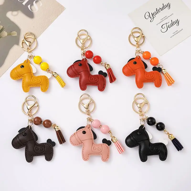 لطيف المهر المفاتيح الإبداعية الكرتون الجلود الحيوان قلادة كيرينغ الموضة العصرية حقيبة يد سحرية معلقة الديكور الهدايا