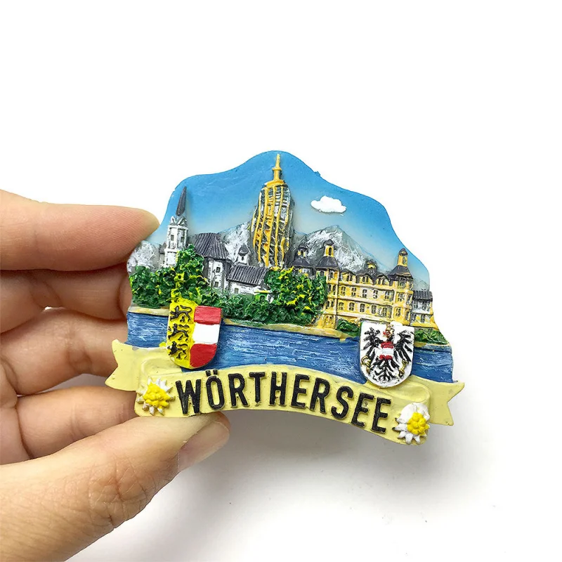 

Austria Lake Wörter Creative Lake Scenery Cultural and Creative Magnetic Refrigerator Magnet Travel Souvenirs Home Decorations
