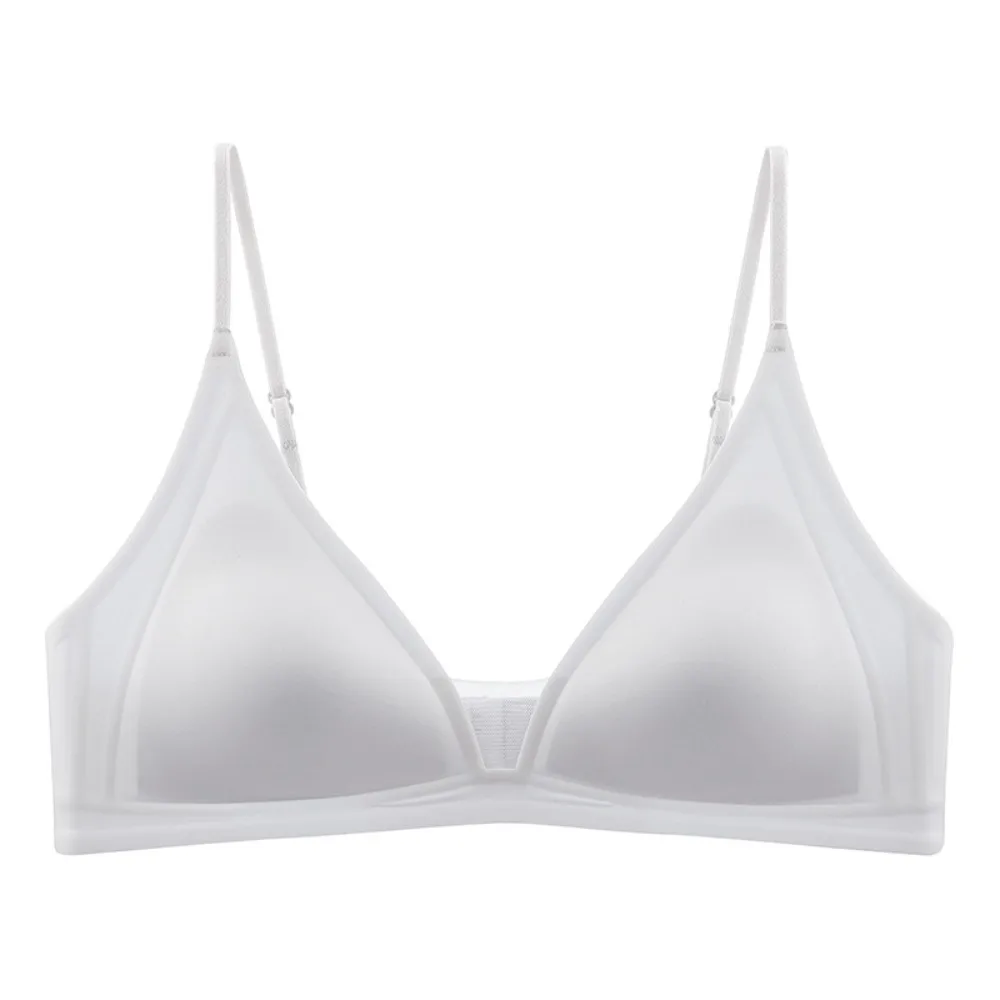

Thin Satin Wireless Deep V Bra Shockproof Anti-sagging Push Up Underwear Close-fitting Gathered Breasts Seamless Bras Running