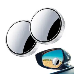 2Pcs HD Glass Car Blind Spot Mirror Auto Motorcycle 360 Degree Adjustable Wide Angle Rearview Mirrors Extra Round DropShipping