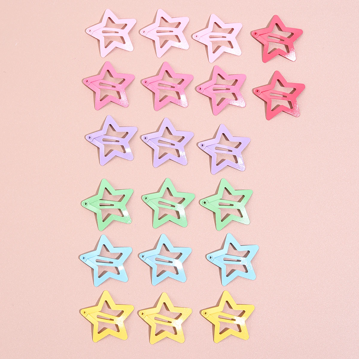 20PC Random Color Star Design Girls Hair Clips Snap Clip for Daily Life Toddle Hair Clips Girl Hair Accessoires Headwear Hairpin