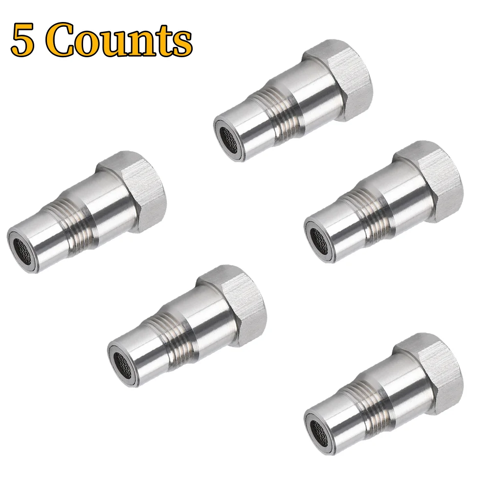 

5Counts Stainless Steel Filter Screen Oxygen Sensor Adapters, M18x1.5 Universal O2 Sensor Connector