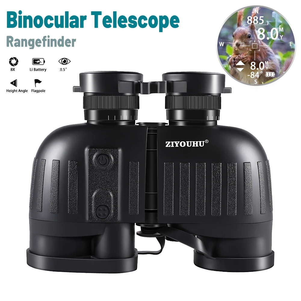 LRB20 Rangefinder Binoculars 1000m & 1500m Distance Height Angle Compass Measurement IP65 Outdoor Camping 8X40 Ranging Telescope