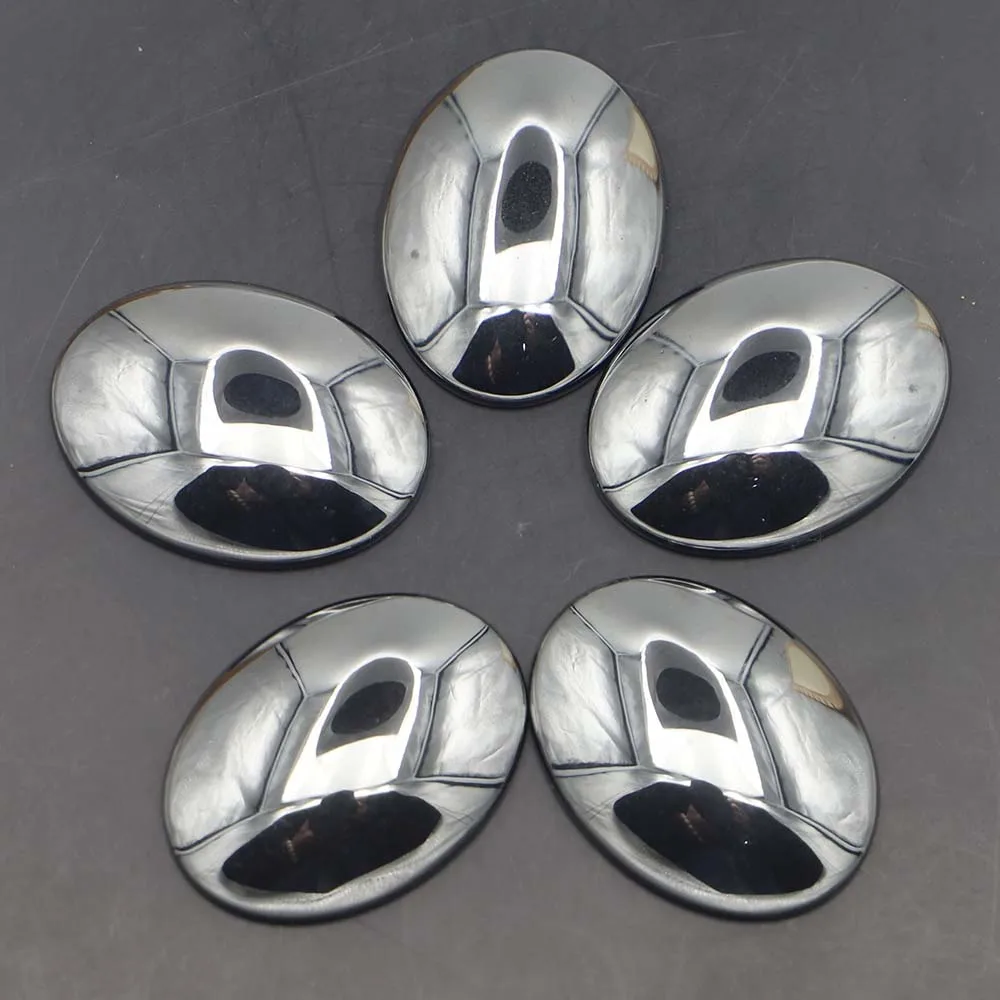 New 40x30mm Gallstone Hematite Oval Shape Cabochon Setting Bead for Jewelry Clothes Accessories Wholesale 12pcs Free Shipping