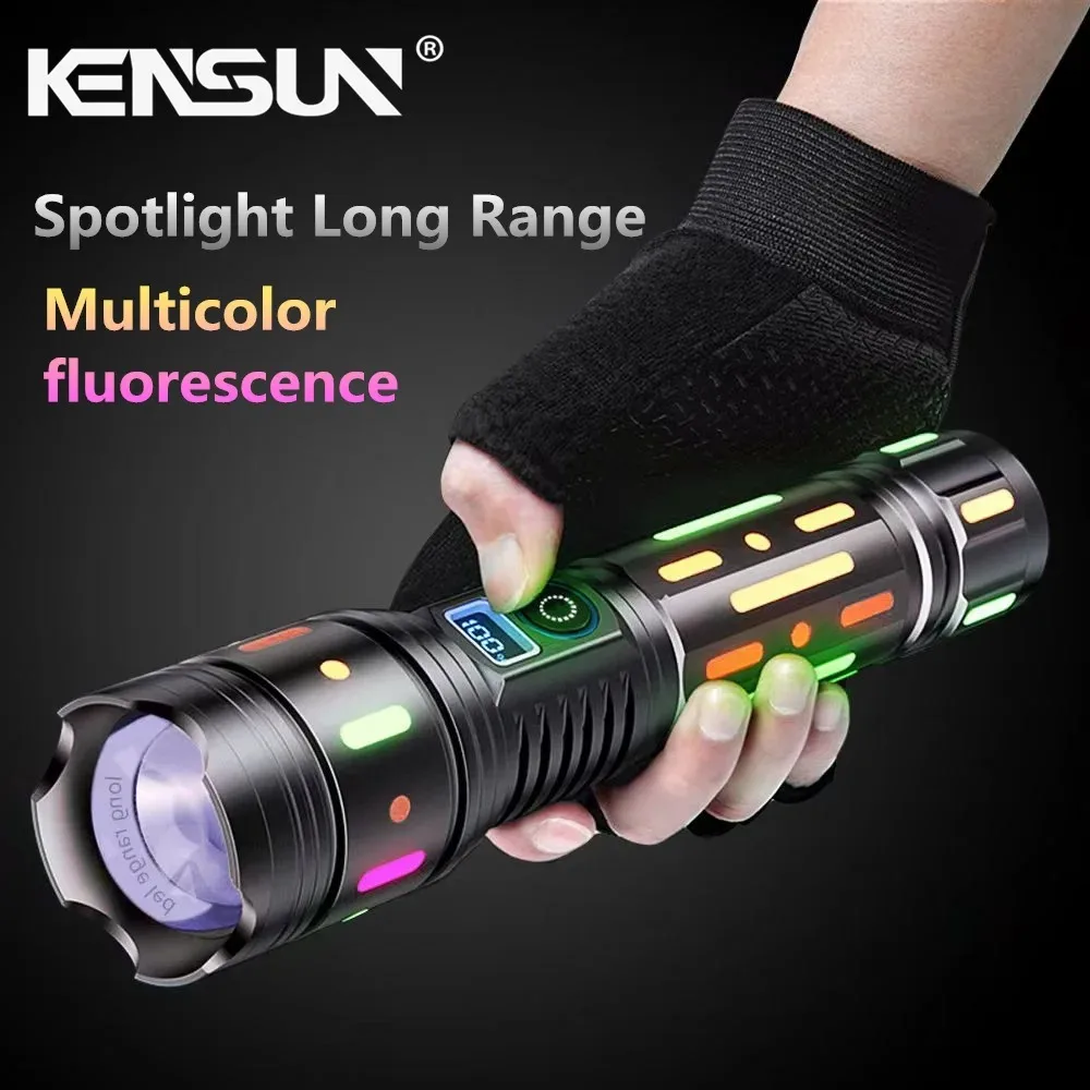 Super Bright Spotlight Tactical Torch High Power LED Flashlight USB Rechargeable Lantern Fluorescent Waterproof Outdoor Lamp