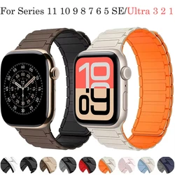 Silicone Strap for Apple Watch Ultra 3 2 1 49mm 11 10 42mm 46mm Magnetic Sports Bracelet Series 9 8 7 6 5 SE 45mm 41mm 44mm 40mm