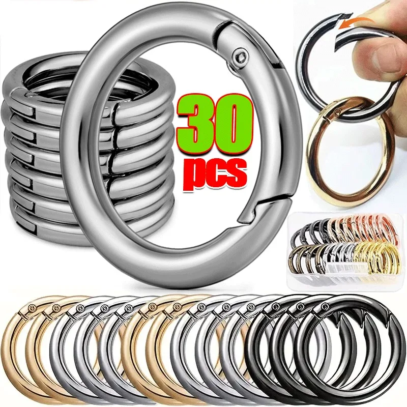 30/10pcs Metal O Ring Spring Clasps for DIY Jewelry Openable Round Carabiner Keychain Bag Clips Hook Dog Chain Buckles Connector