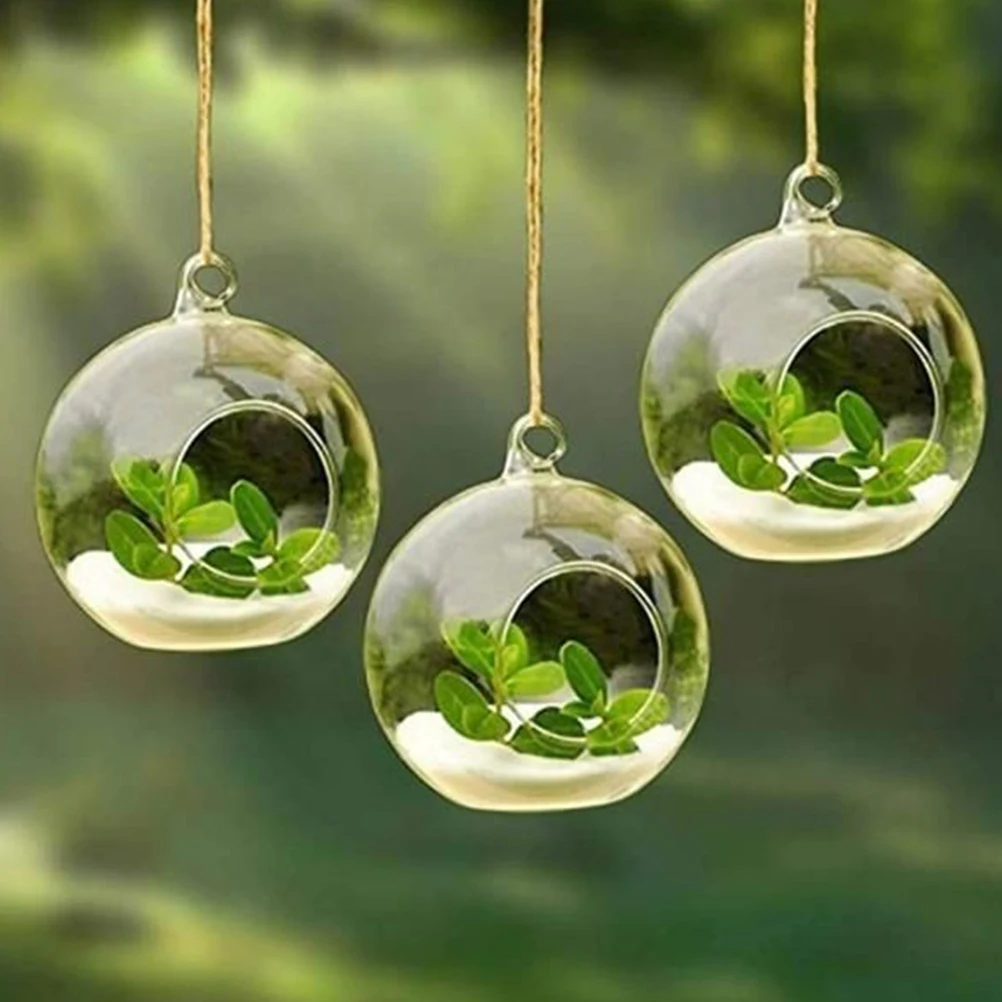 

5Pcs Glass Ball Hanging Wedding Scene Premium Borosilicate Glass Rope 10cm Flat Bottom Romantic Hanging