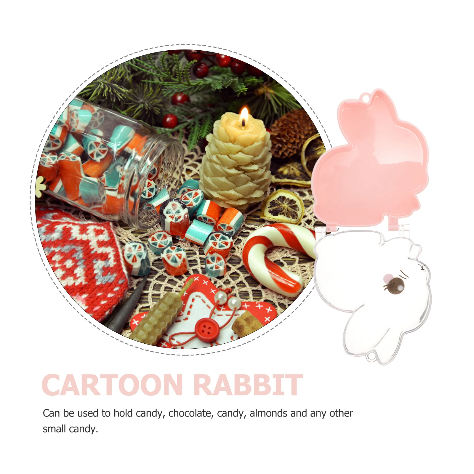 

2Pcs Rabbit Shaped Clear Candy Box Durable Plastic Gift Storage Containers for Sweets Chocolates Party Favor Packaging