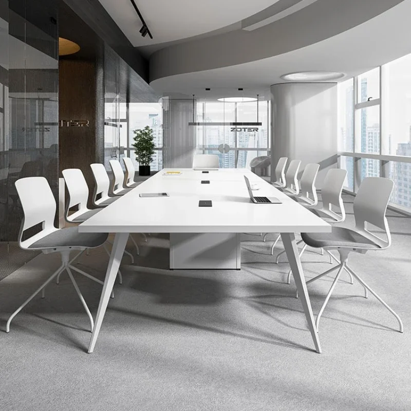 Modern simple white large and small training table light luxury high-end long strip office furniture conference room table