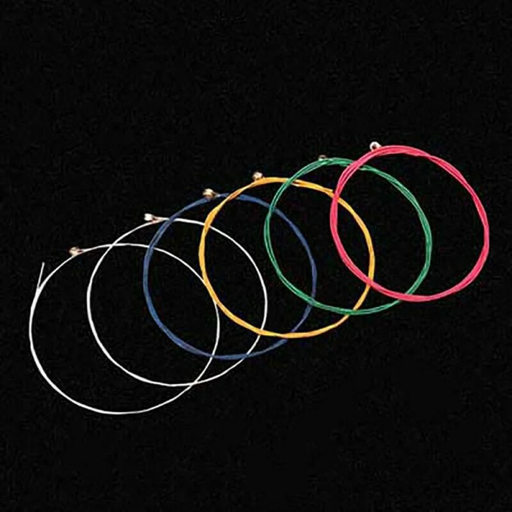 6PCS Acoustic Guitar Strings Universal E-A String Wear-resistant Instrument Accessory Sufficient Gears Colorful String