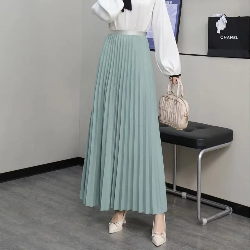 

Fashion High Waisted Skirt Women Streetwear Solid Color Vintage Elegant Office Lady Harajuku Chic A-line Skirt Clothing