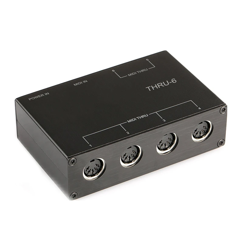 MIDI THRU-6 Box MIDI Splitter Box 1 Input 6 Output 16 Channels