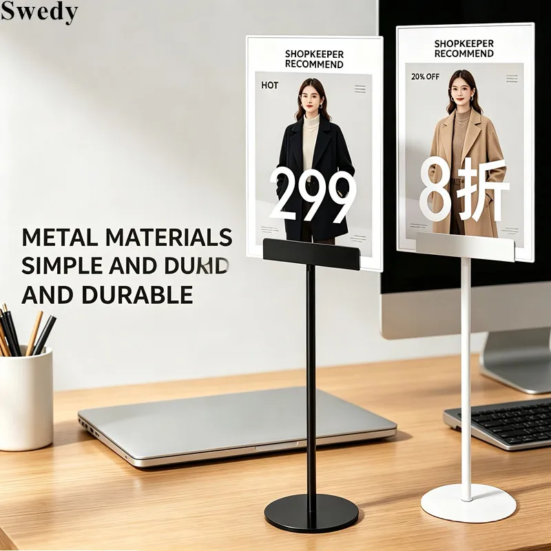 A4 210x297mm Double Side Metal Sign Holder Display Stand Table Menu Price Banner Stand Wedding Photo Poster Display Rack