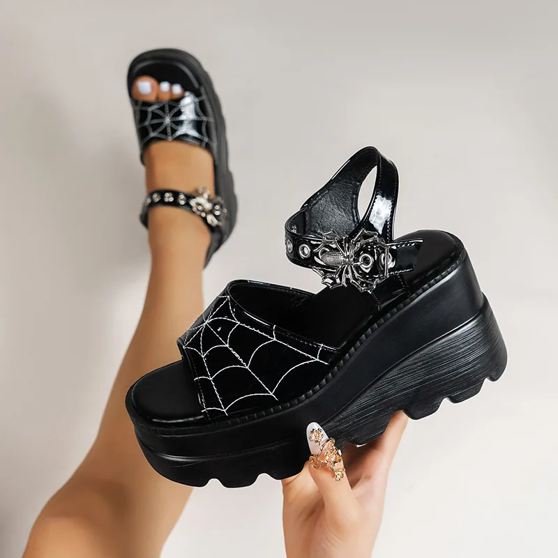 

Women's Shoes Fashion Buckle Strap Wedge Sandals Summer Street Sandals Female Designer Shoes Ladies Punk Platform Pumps Zapatos